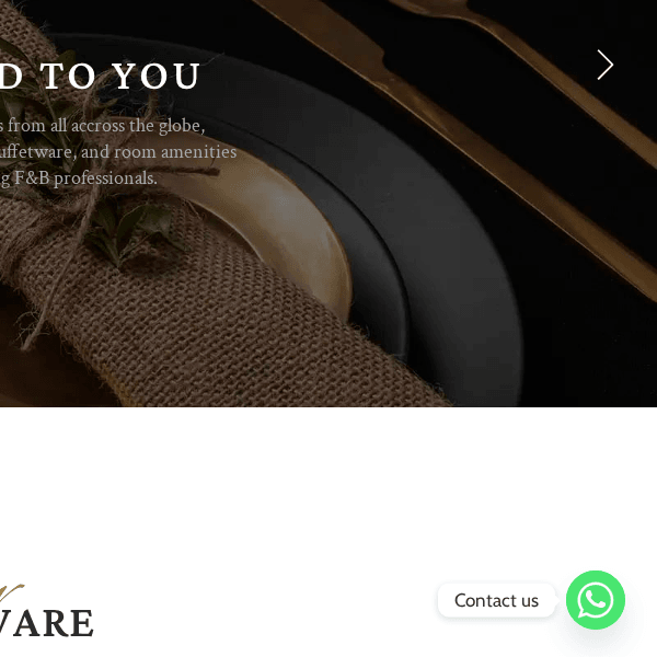 Close-up of the WhatsApp Contact us button on the Global Hotelware site