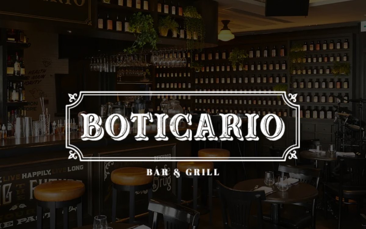 Boticario restaurant page hero with its logo