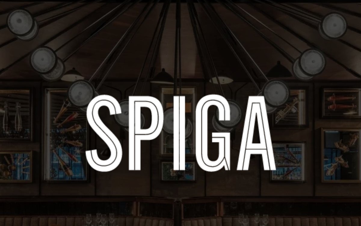 SPIGA restaurant page hero with its logo