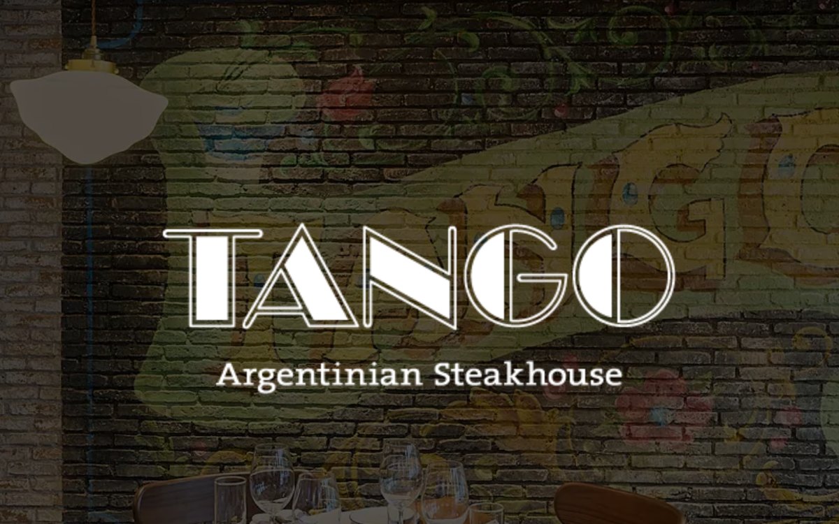Tango restaurant page hero with its logo