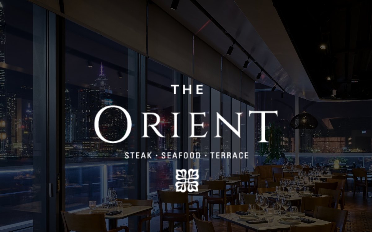 The Orient restaurant page hero with its logo