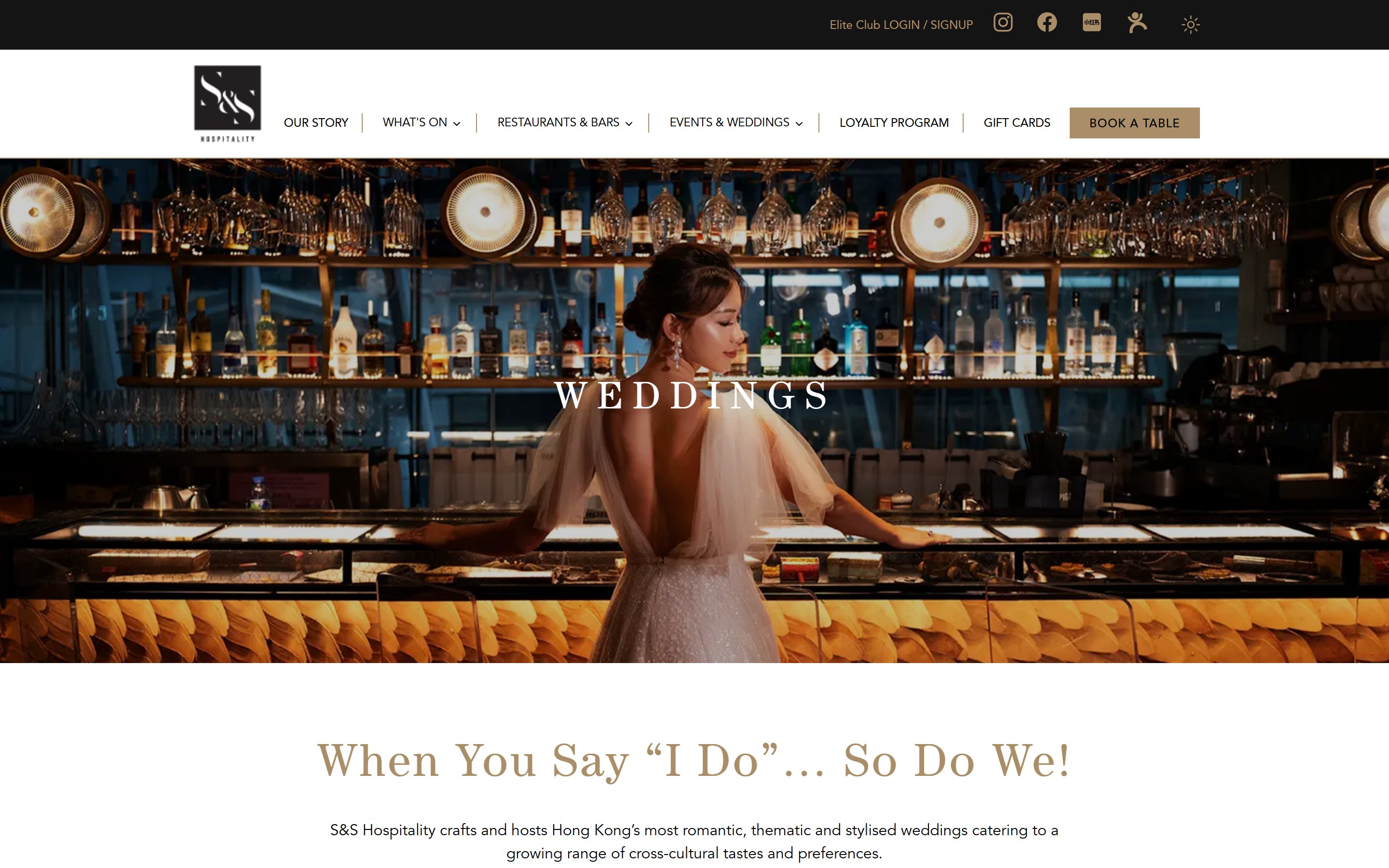 Weddings & events page